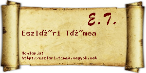 Eszlári Tímea névjegykártya