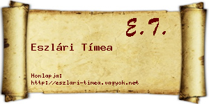 Eszlári Tímea névjegykártya